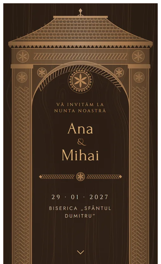 Invitație digitală de nuntă, model Maramureș