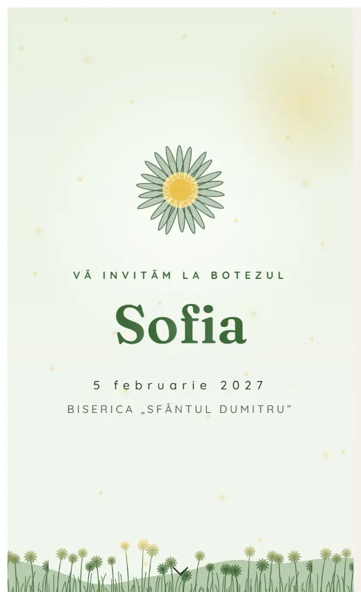 Invitație digitală de botez, model Margarete