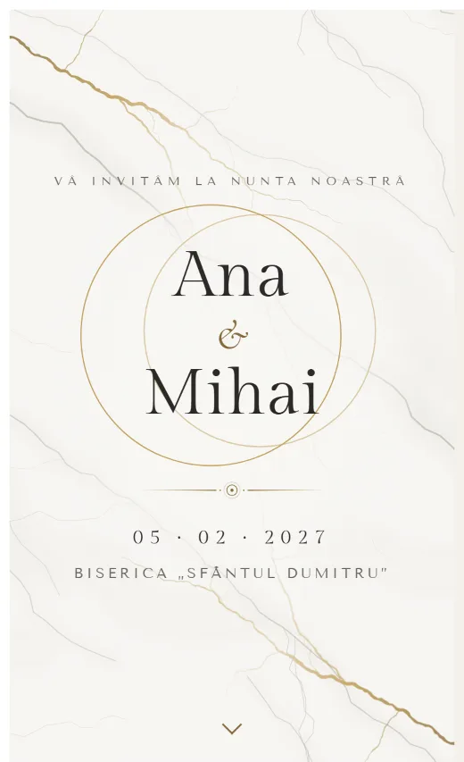 Invitație digitală de nuntă, model Marmură