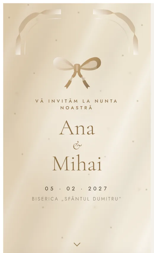 Invitație digitală de nuntă, model Mătase