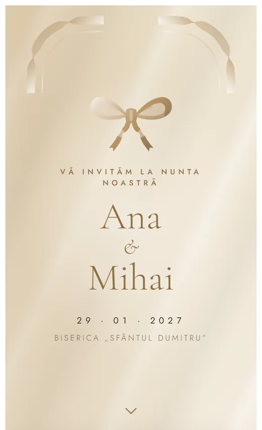 Invitație digitală de nuntă, model Mătase