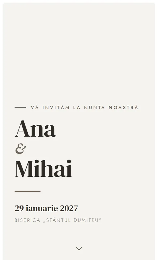 Invitație digitală de nuntă, model Minimal