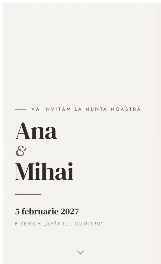 Invitație digitală de nuntă, model Minimal