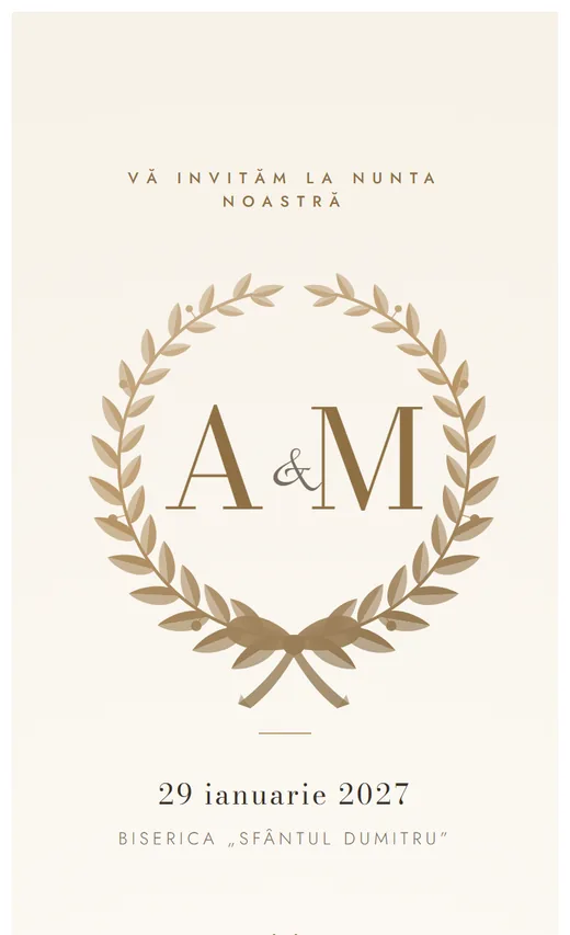 Invitație digitală de nuntă, model Monogramă