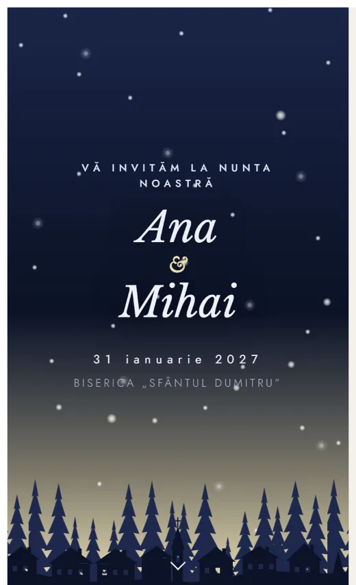 Invitație digitală de nuntă, model Ninsoare