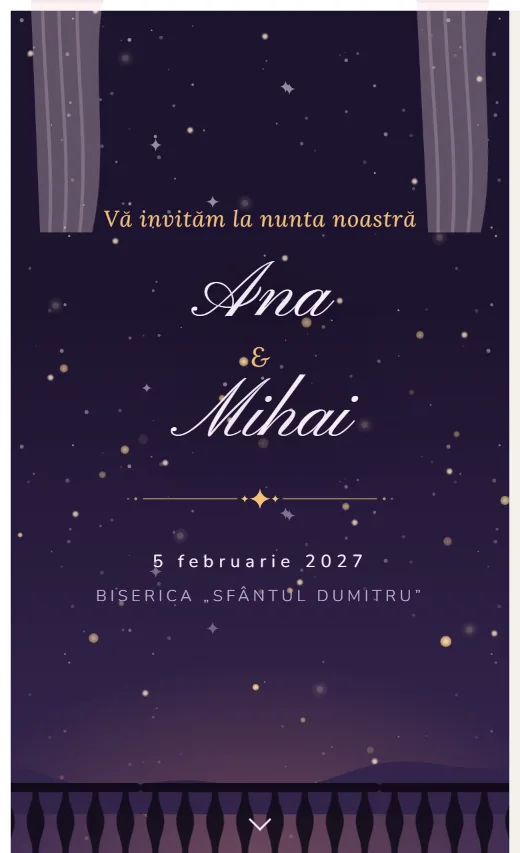 Invitație digitală de nuntă, model Noapte de vară