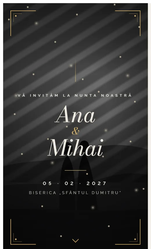 Invitație digitală de nuntă, model Noir