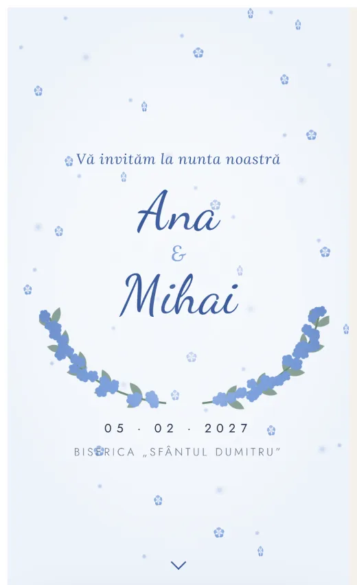 Invitație digitală de nuntă, model Nu-mă-uita