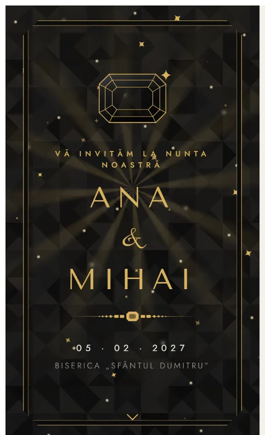 Invitație digitală de nuntă, model Onix