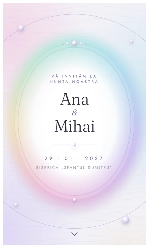 Invitație digitală de nuntă, model Opal