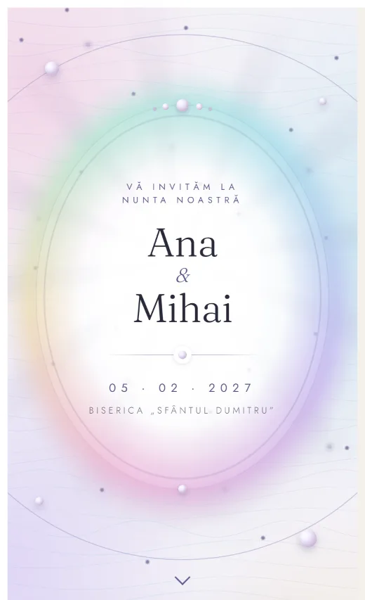 Invitație digitală de nuntă, model Opal