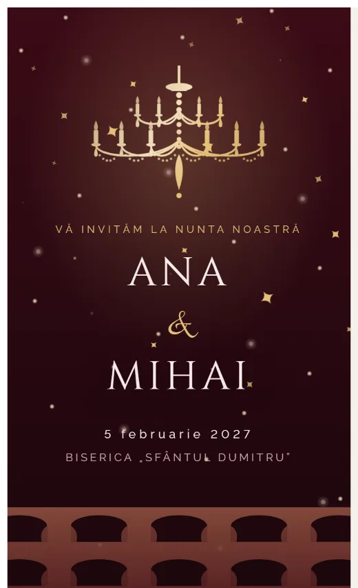 Invitație digitală de nuntă, model Operă