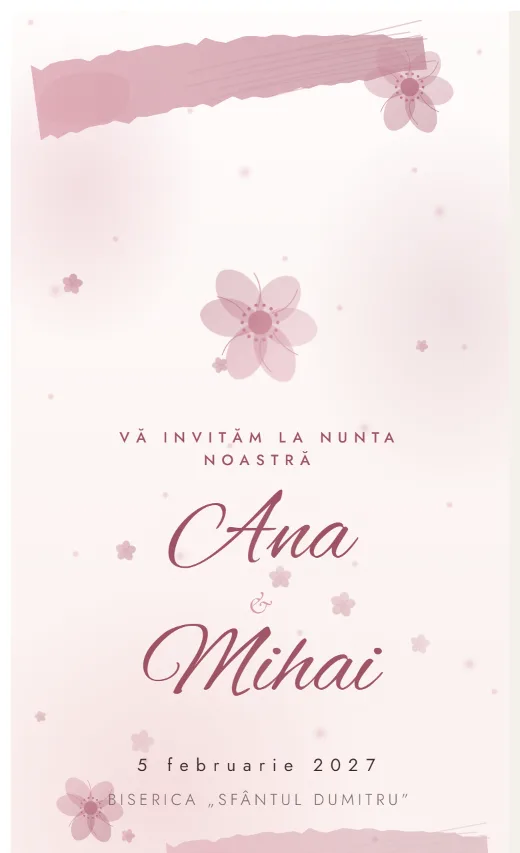 Invitație digitală de nuntă, model Pensulă