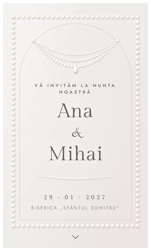 Invitație digitală de nuntă, model Perle