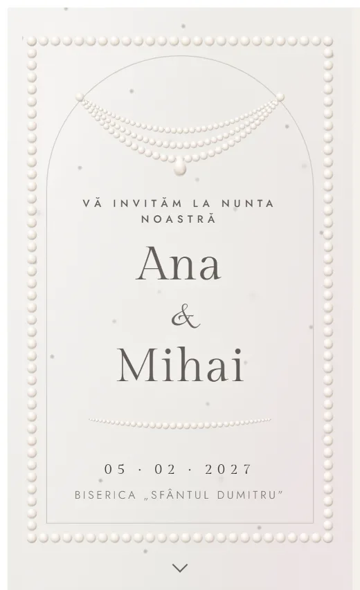 Invitație digitală de nuntă, model Perle