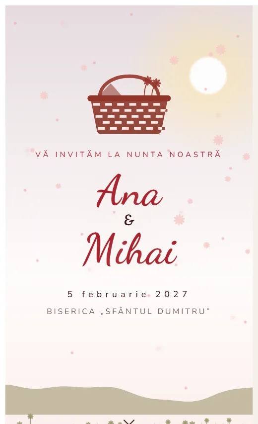 Invitație digitală de nuntă, model Picnic