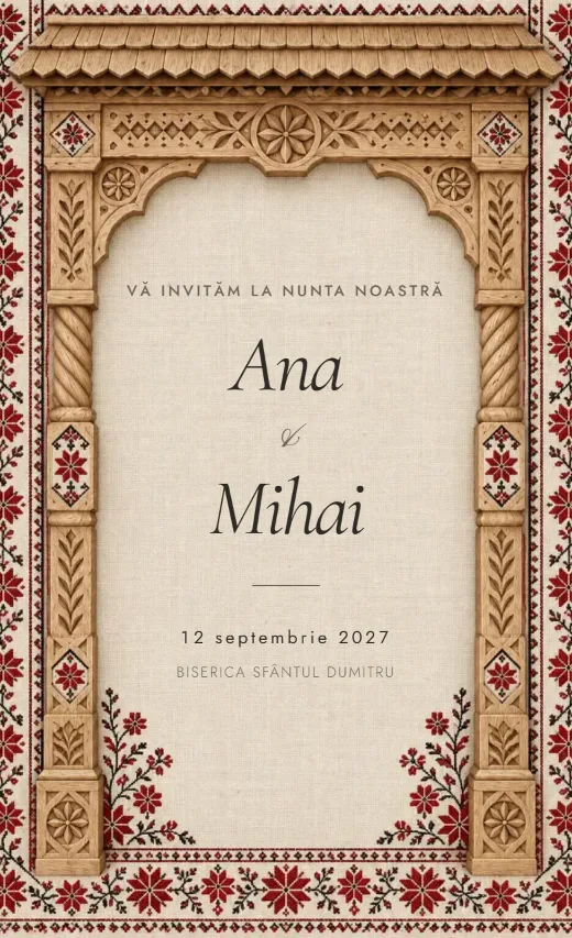 Invitație digitală de nuntă, model Poartă de acasă