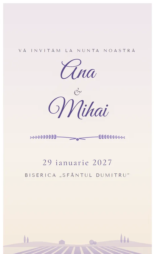 Invitație digitală de nuntă, model Provence