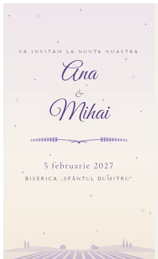 Invitație digitală de nuntă, model Provence