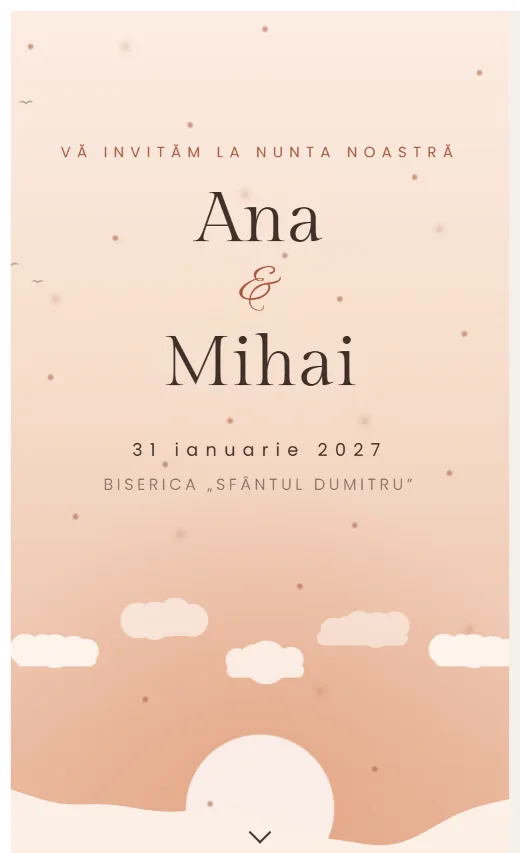 Invitație digitală de nuntă, model Răsărit
