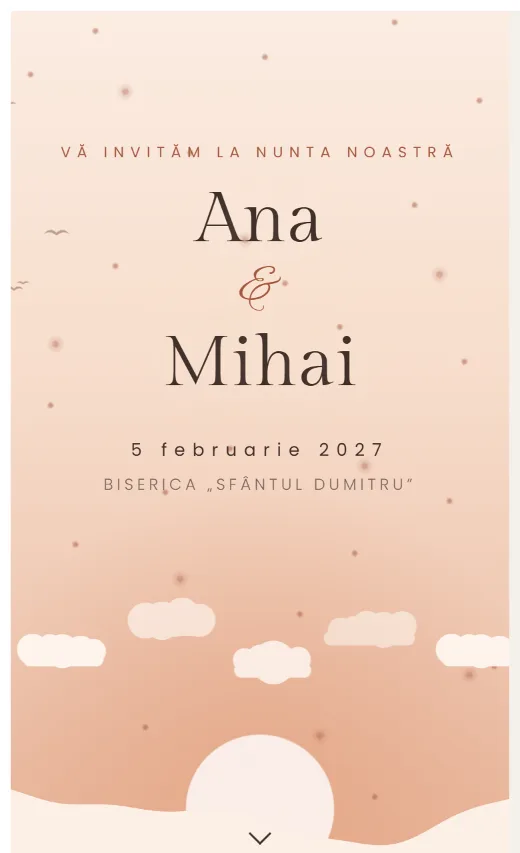 Invitație digitală de nuntă, model Răsărit