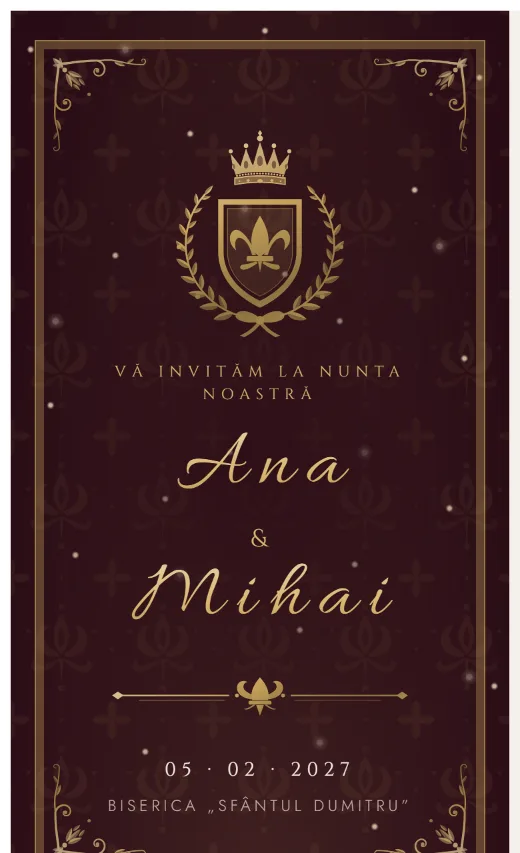 Invitație digitală de nuntă, model Regal