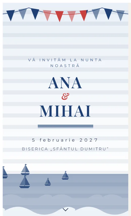 Invitație digitală de nuntă, model Regată