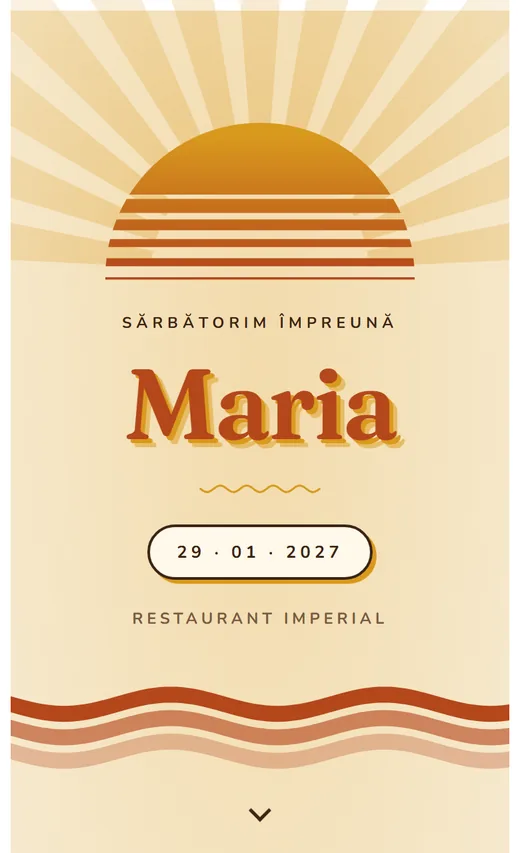 Invitație digitală de aniversare, model Retro