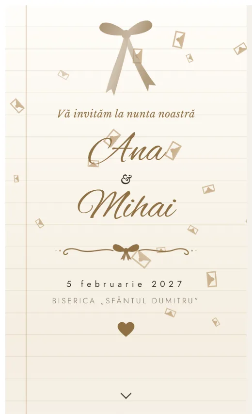Invitație digitală de nuntă, model Scrisoare legată