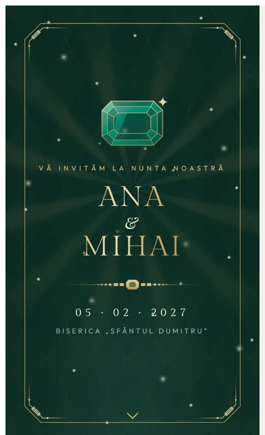 Invitație digitală de nuntă, model Smarald