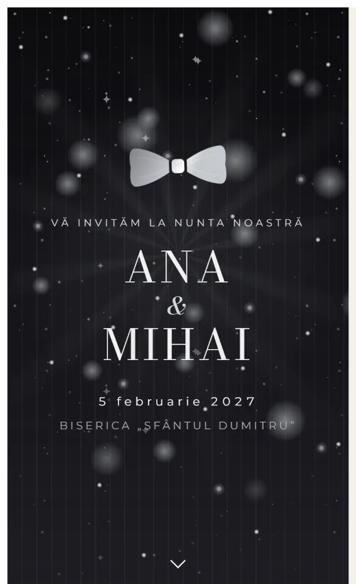 Invitație digitală de nuntă, model Smoching