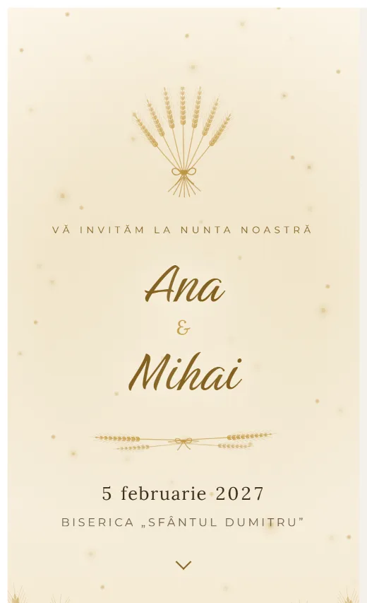 Invitație digitală de nuntă, model Spice de grâu