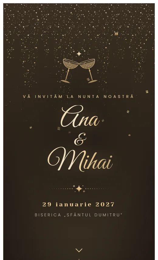 Invitație digitală de nuntă, model Strălucire