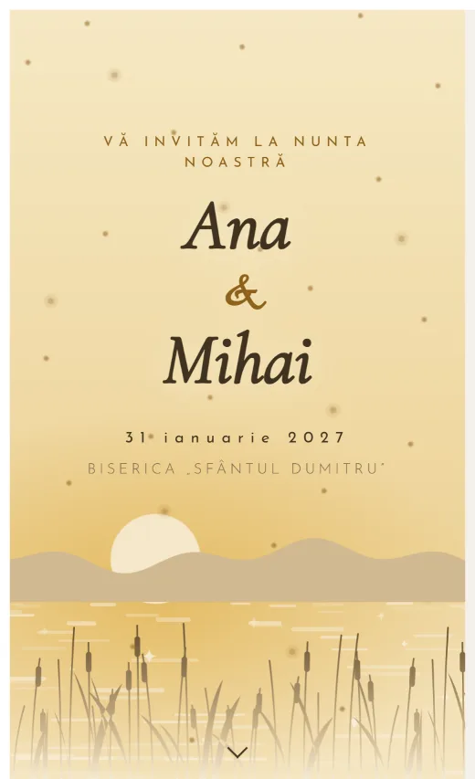 Invitație digitală de nuntă, model Stuf