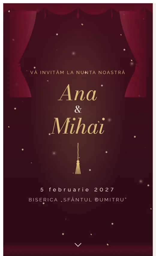 Invitație digitală de nuntă, model Teatru