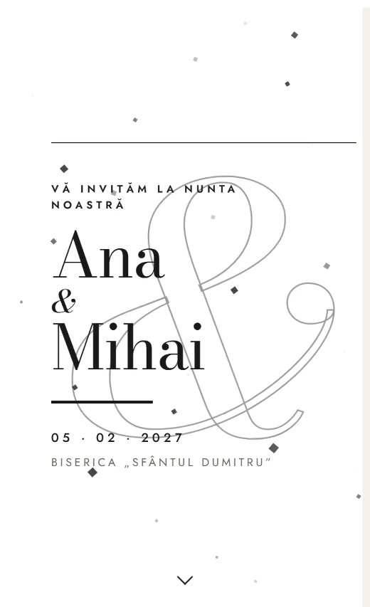 Invitație digitală de nuntă, model Tipografic