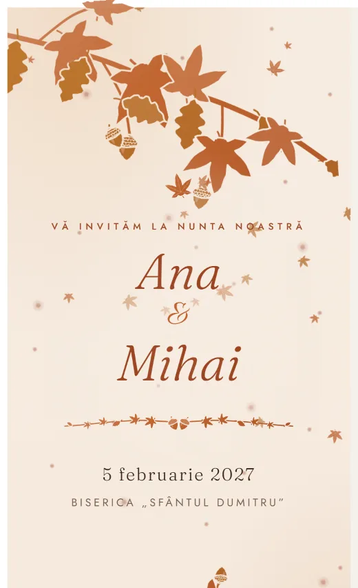 Invitație digitală de nuntă, model Toamnă