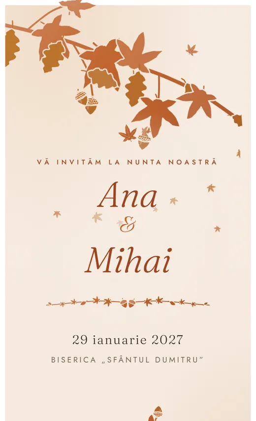 Invitație digitală de nuntă, model Toamnă