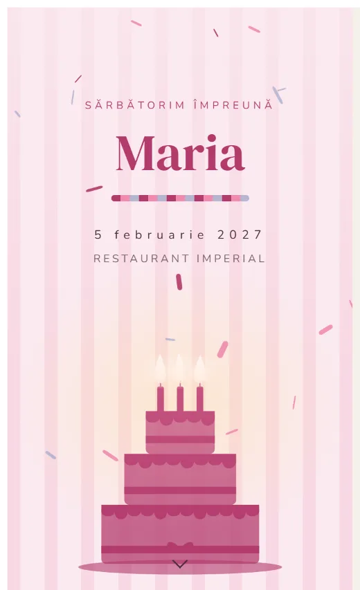 Invitație digitală de aniversare, model Tort