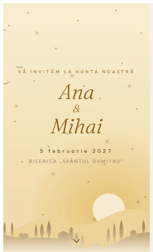 Invitație digitală de nuntă, model Toscana