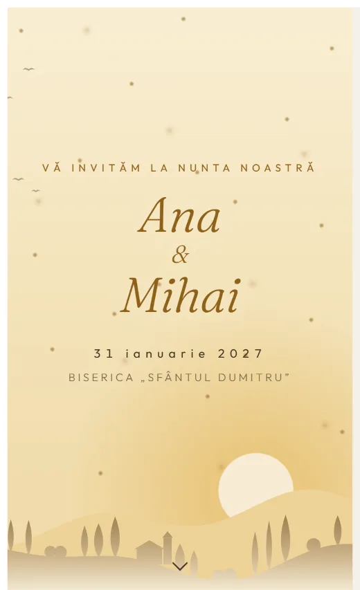 Invitație digitală de nuntă, model Toscana