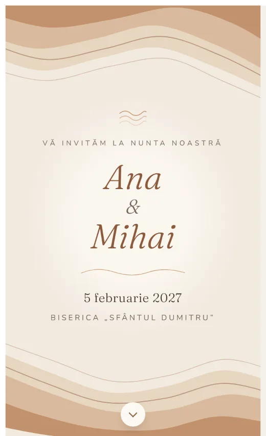 Invitație digitală de nuntă, model Unduire