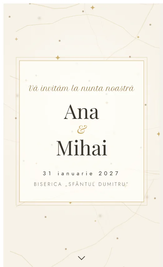 Invitație digitală de nuntă, model Vene aurii