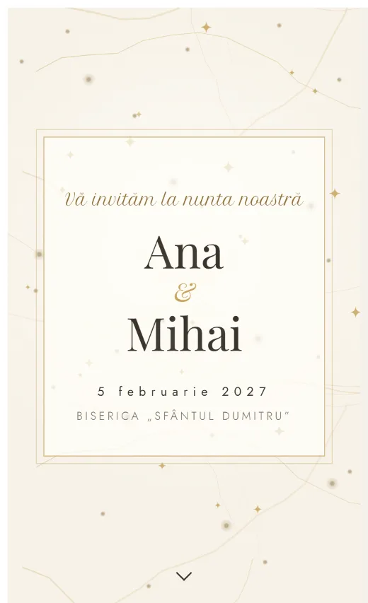 Invitație digitală de nuntă, model Vene aurii