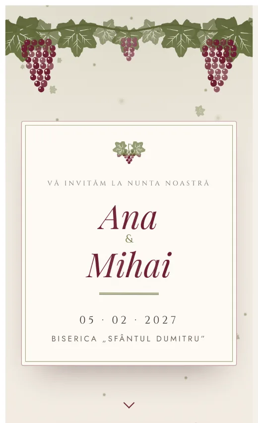 Invitație digitală de nuntă, model Vie
