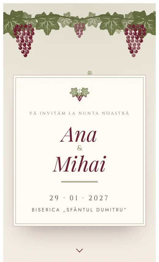 Invitație digitală de nuntă, model Vie