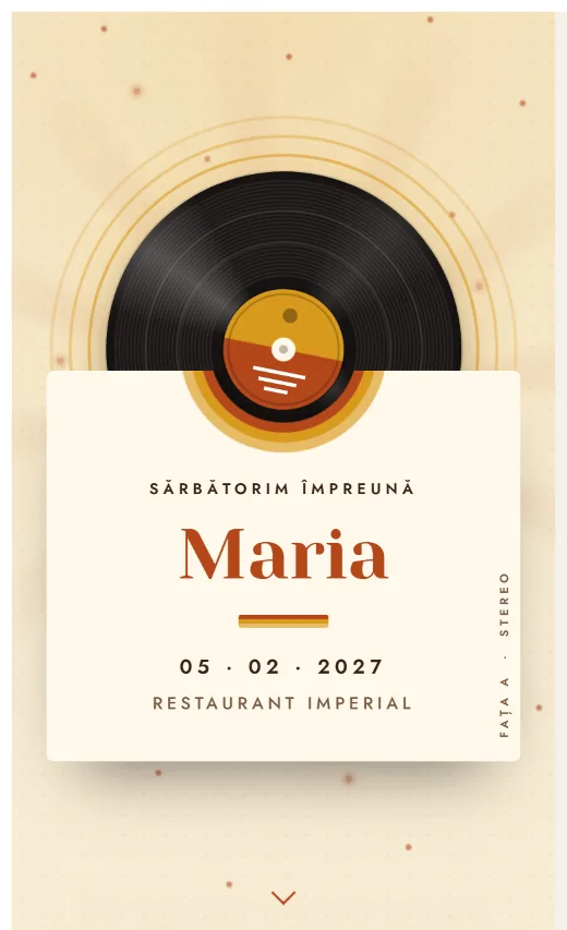 Invitație digitală de aniversare, model Vinil