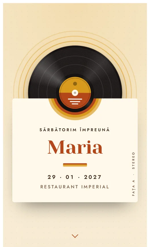 Invitație digitală de aniversare, model Vinil