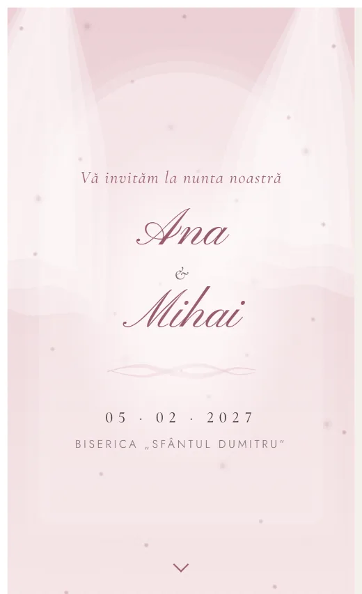 Invitație digitală de nuntă, model Voal