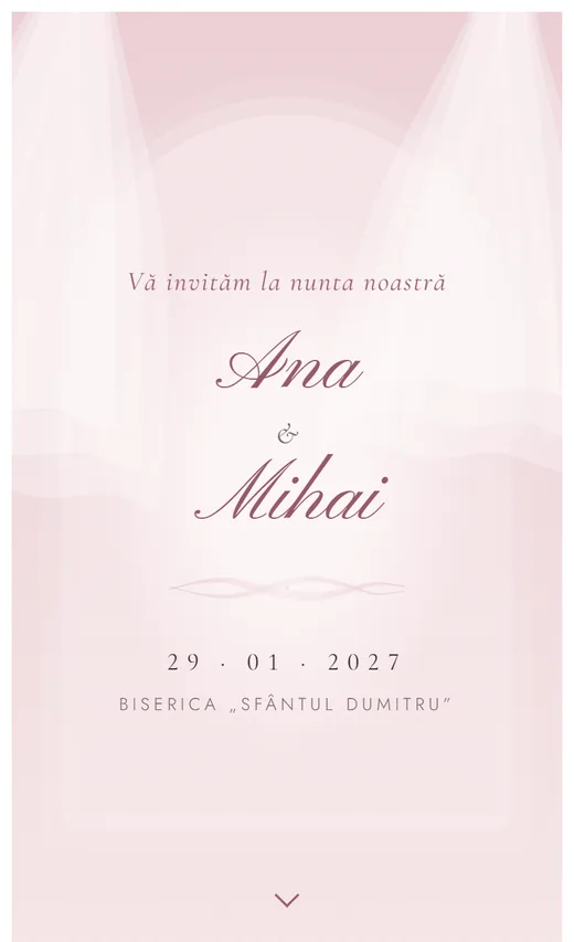 Invitație digitală de nuntă, model Voal